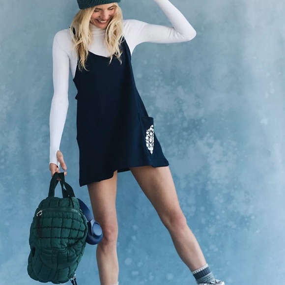 Free People Movement Hot Shot Logo Mini Dress - Midnight Navy XL - Picture 1 of 8